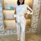 Kayla Fringe Detail Blouse In Cream - The Walk in Wardrobe