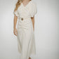 Kayla Ruched Front Dress In Cream - The Walk in Wardrobe