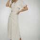 Kayla Ruched Front Dress In Cream - The Walk in Wardrobe