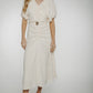Kayla Ruched Front Dress In Cream - The Walk in Wardrobe