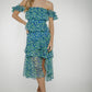 Kayla Tiered Dress In Blue & Green - The Walk in Wardrobe