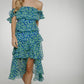 Kayla Tiered Dress In Blue & Green - The Walk in Wardrobe