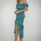 Kayla Tiered Dress In Blue & Green - The Walk in Wardrobe