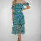 Kayla Tiered Dress In Blue & Green - The Walk in Wardrobe