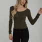 Kendra Long Sleeve Top In Khaki - The Walk in Wardrobe