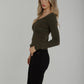 Kendra Long Sleeve Top In Khaki - The Walk in Wardrobe