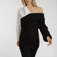Lila Contrast Jumper In Black - The Walk in Wardrobe
