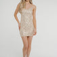 Lila Sequin Slip Dress In Gold - The Walk in Wardrobe