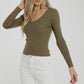Lily Long Sleeve Top In Khaki - The Walk in Wardrobe