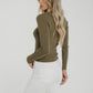 Lily Long Sleeve Top In Khaki - The Walk in Wardrobe