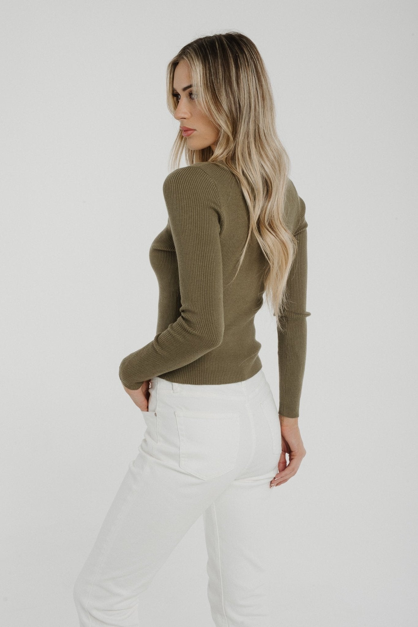 Lily Long Sleeve Top In Khaki - The Walk in Wardrobe