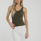 Lily Scallop Edge Vest In Khaki - The Walk in Wardrobe
