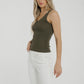 Lily Scallop Edge Vest In Khaki - The Walk in Wardrobe