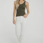 Lily Scallop Edge Vest In Khaki - The Walk in Wardrobe