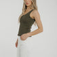 Lily Scallop Edge Vest In Khaki - The Walk in Wardrobe