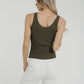 Lily Scallop Edge Vest In Khaki - The Walk in Wardrobe