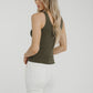 Lily Scallop Edge Vest In Khaki - The Walk in Wardrobe
