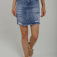 Maddie Distressed Denim Skirt In Mid Wash - The Walk in Wardrobe
