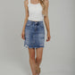 Maddie Distressed Denim Skirt In Mid Wash - The Walk in Wardrobe