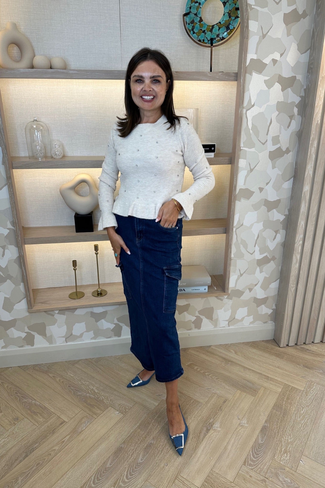 Nancy Cargo Skirt In Dark Wash - The Walk in Wardrobe