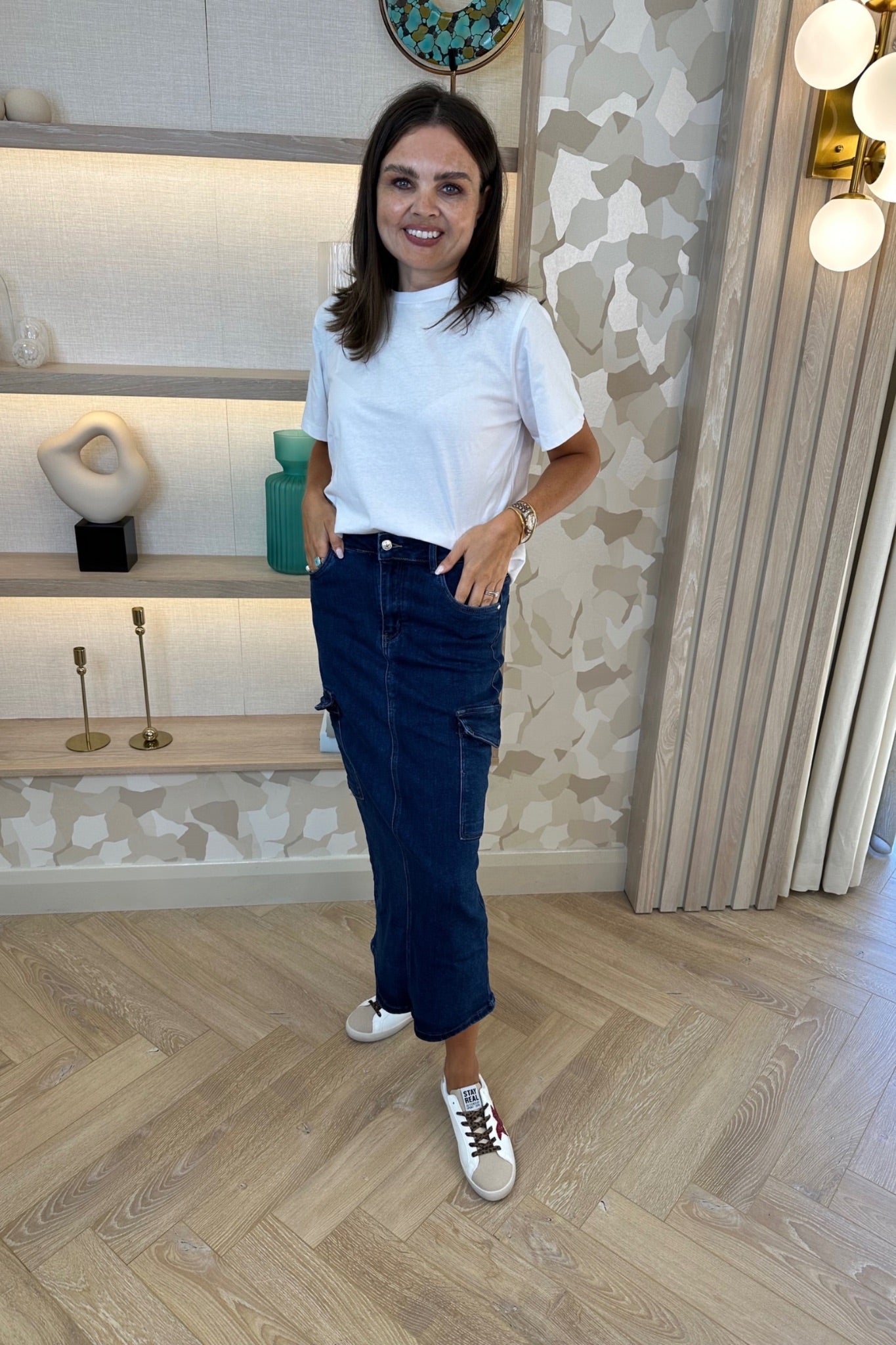 Nancy Cargo Skirt In Dark Wash - The Walk in Wardrobe