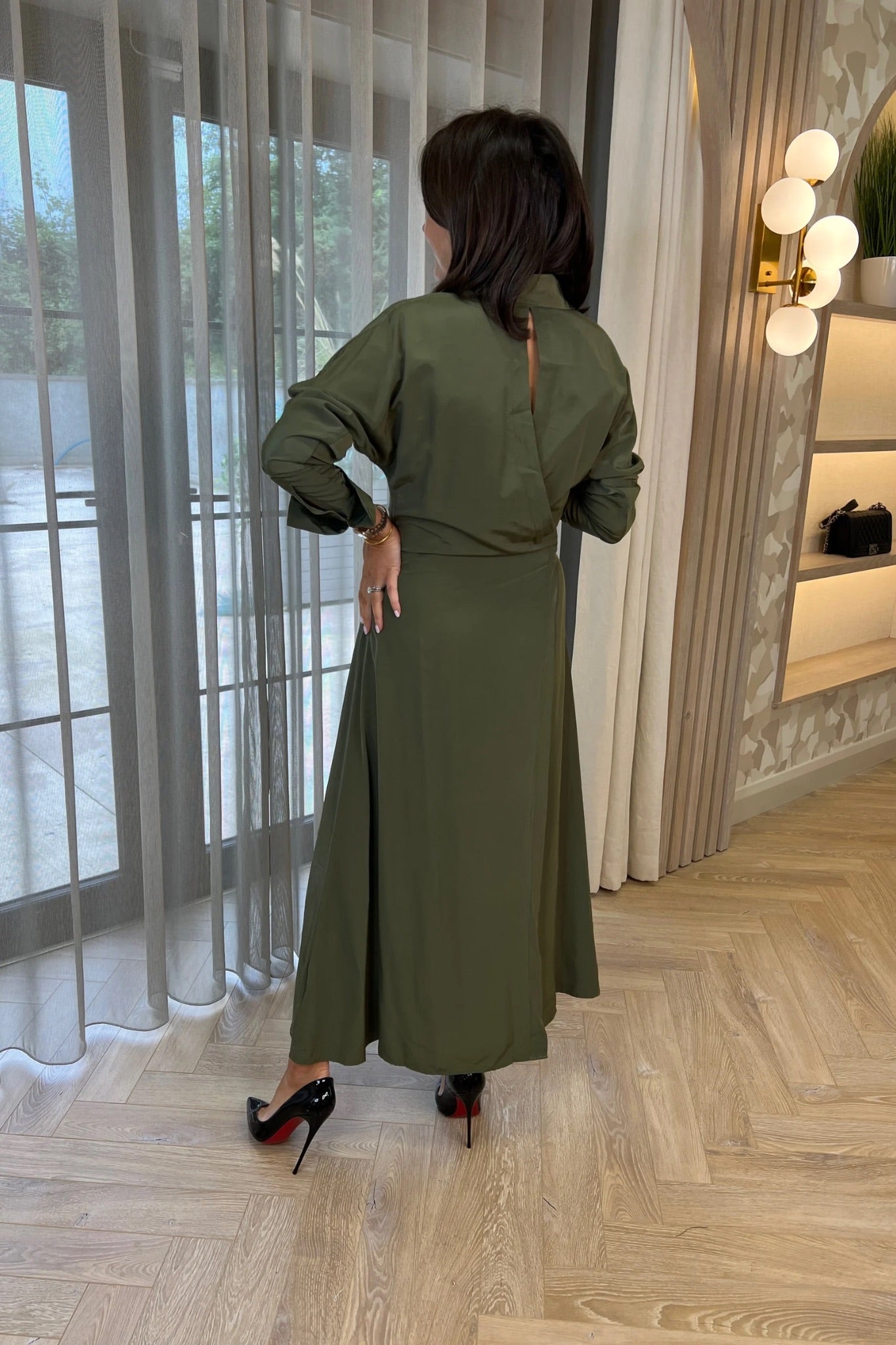 Penny Wrap Dress In Khaki - The Walk in Wardrobe