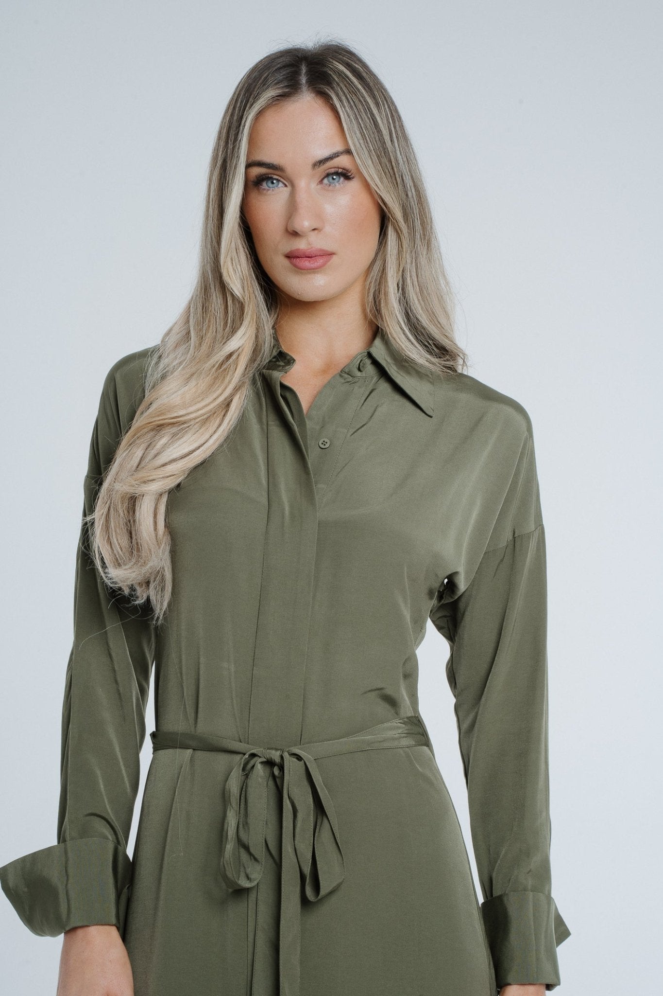 Penny Wrap Dress In Khaki - The Walk in Wardrobe
