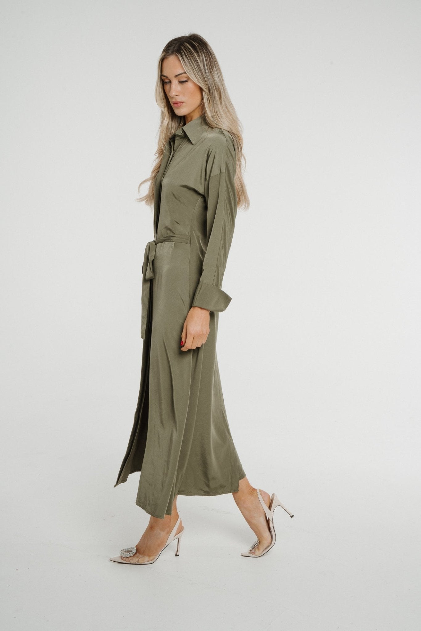Penny Wrap Dress In Khaki - The Walk in Wardrobe