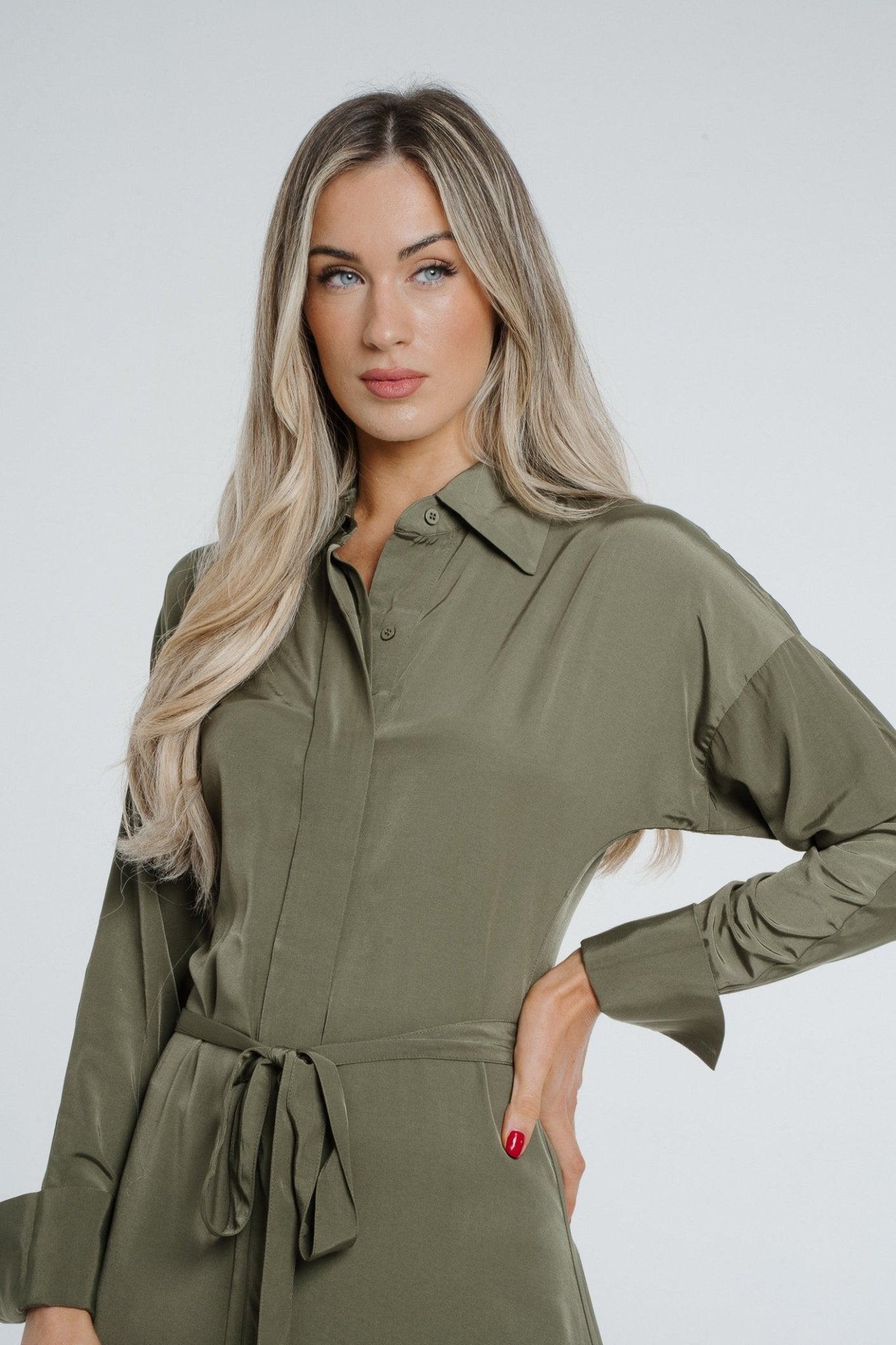 Penny Wrap Dress In Khaki - The Walk in Wardrobe