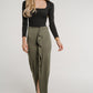 Pia Frill Side Midi Skirt In Khaki - The Walk in Wardrobe