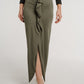 Pia Frill Side Midi Skirt In Khaki - The Walk in Wardrobe