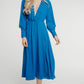 Pia V-Neck Midi Dress In Blue - The Walk in Wardrobe