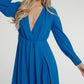 Pia V-Neck Midi Dress In Blue - The Walk in Wardrobe