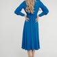 Pia V-Neck Midi Dress In Blue - The Walk in Wardrobe