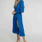 Pia V-Neck Midi Dress In Blue - The Walk in Wardrobe