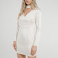 Pia V-Neck Mini Dress In Cream - The Walk in Wardrobe