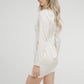 Pia V-Neck Mini Dress In Cream - The Walk in Wardrobe