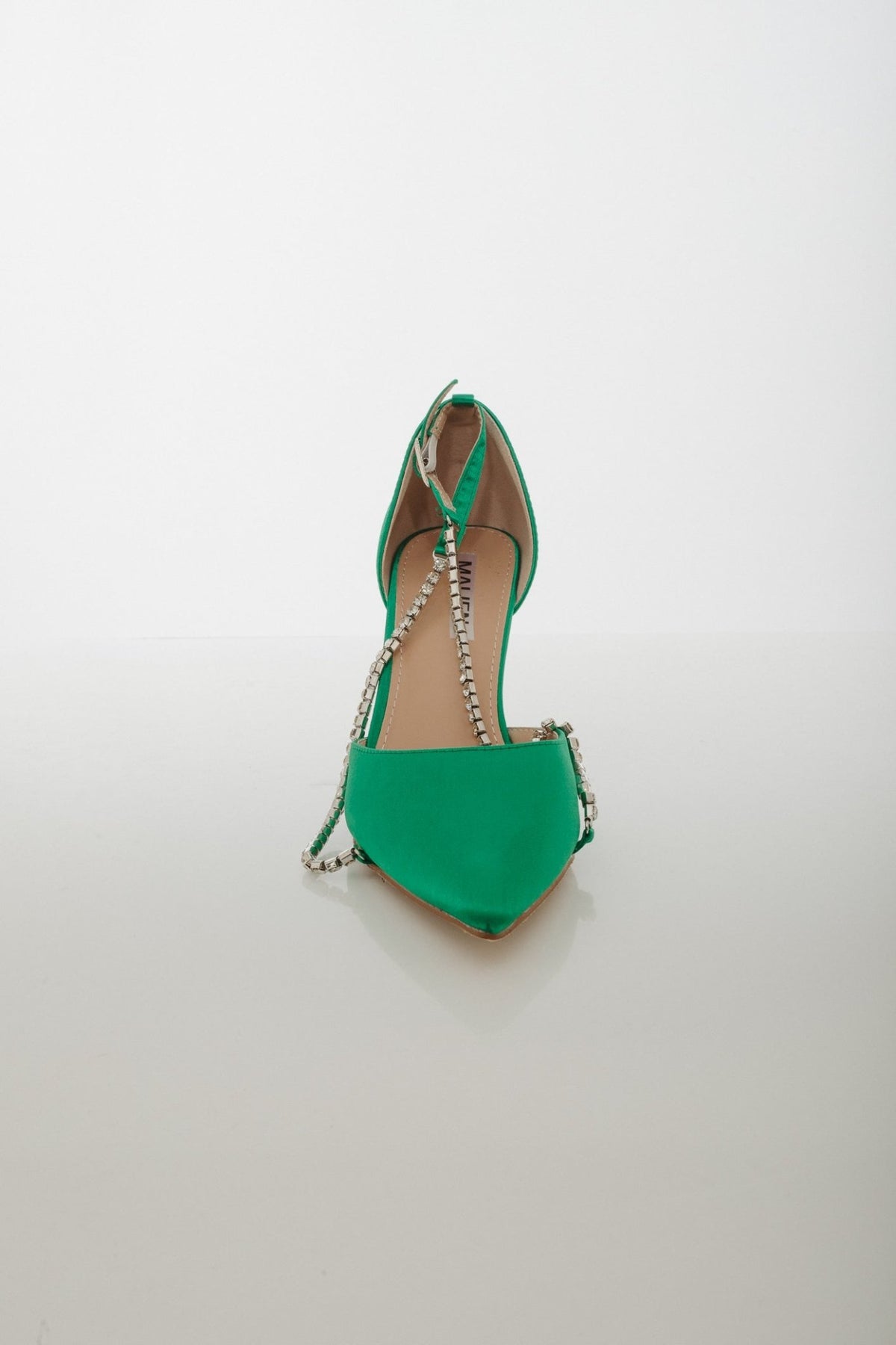 Polly Diamanté Heels In Green - The Walk in Wardrobe