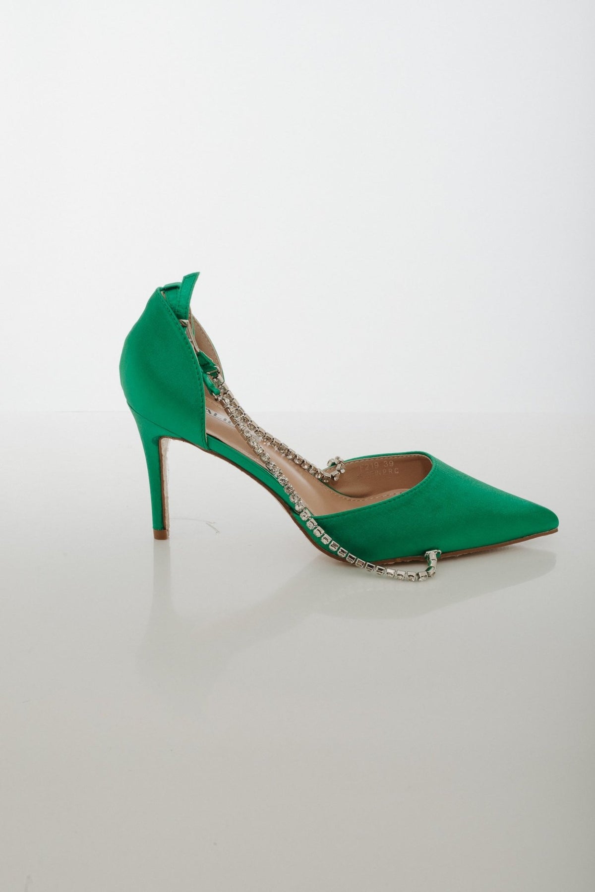 Polly Diamanté Heels In Green - The Walk in Wardrobe