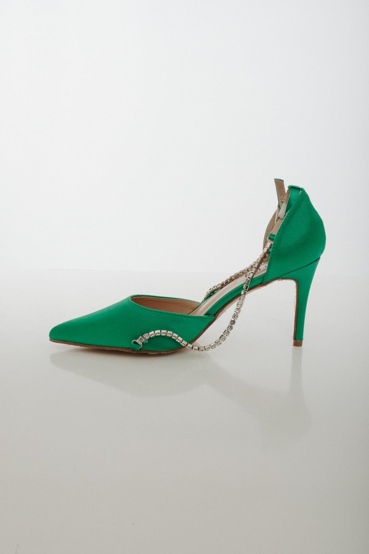 Polly Diamanté Heels In Green - The Walk in Wardrobe