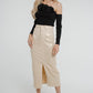 Polly Metallic Denim Skirt In Gold - The Walk in Wardrobe