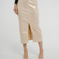 Polly Metallic Denim Skirt In Gold - The Walk in Wardrobe