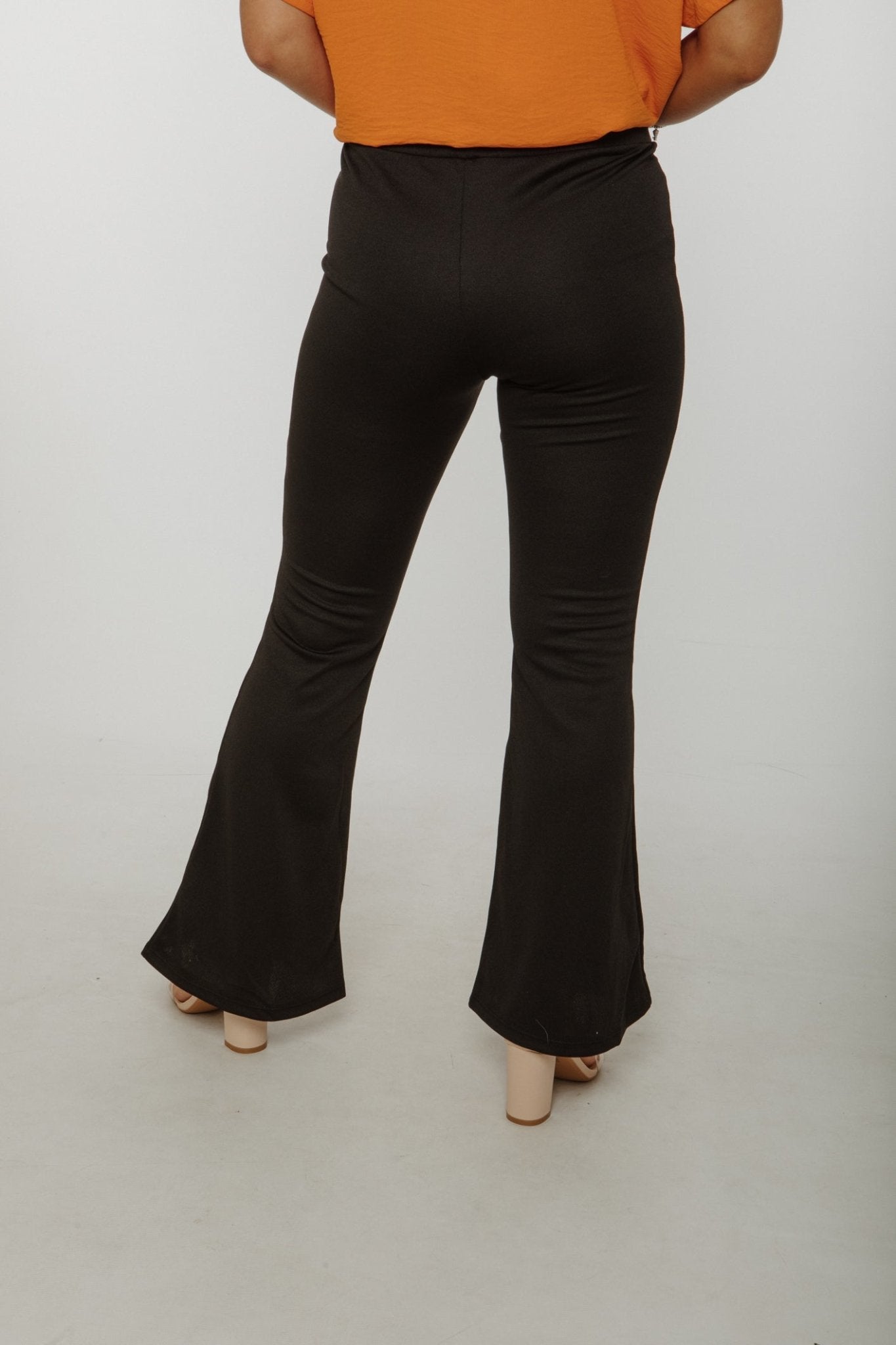 Polly Split Front Flare Legging In Black - The Walk in Wardrobe