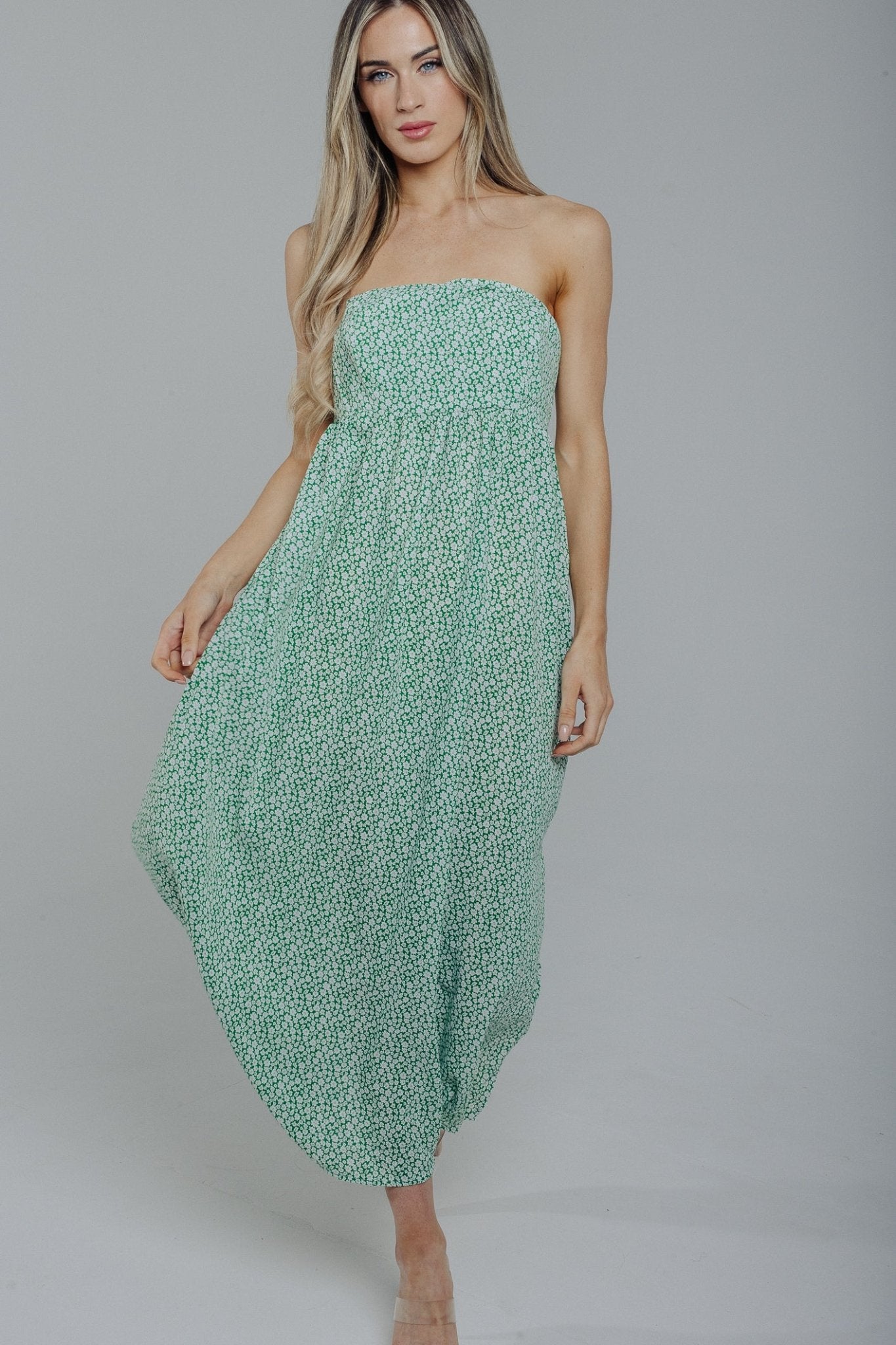 Polly Strapless Maxi Dress In Green - The Walk in Wardrobe