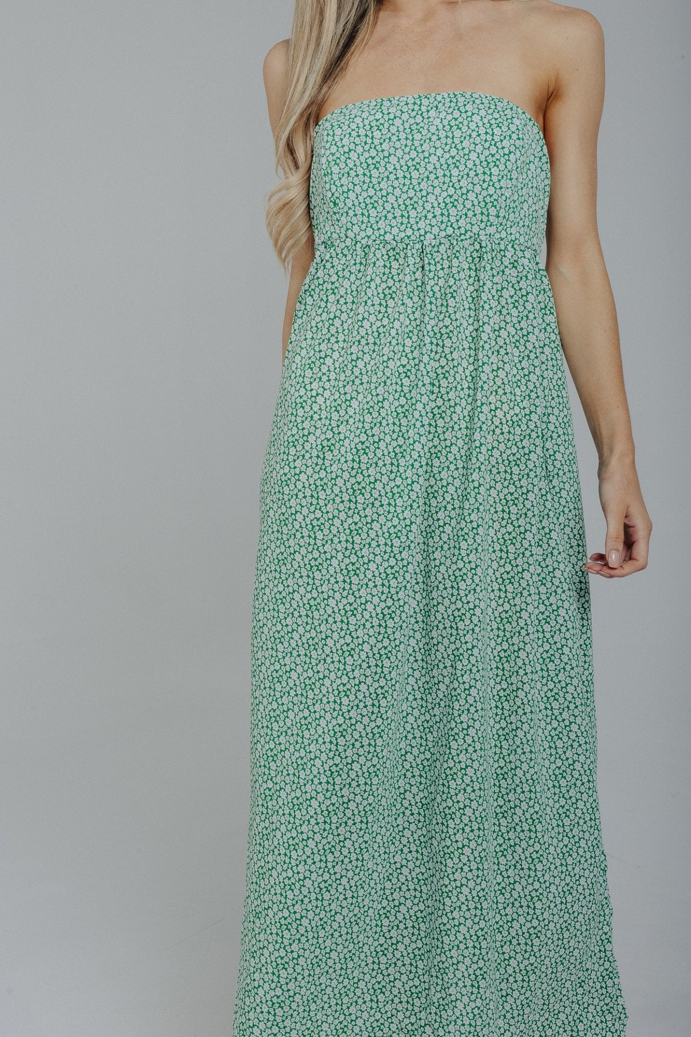 Polly Strapless Maxi Dress In Green - The Walk in Wardrobe