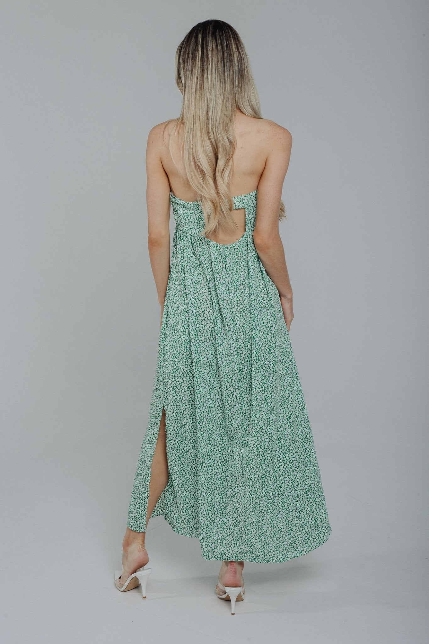 Polly Strapless Maxi Dress In Green - The Walk in Wardrobe
