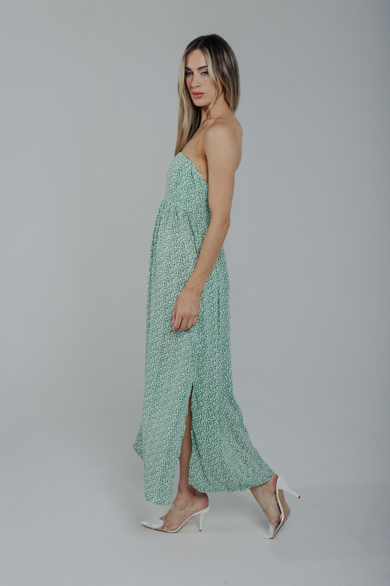Polly Strapless Maxi Dress In Green - The Walk in Wardrobe
