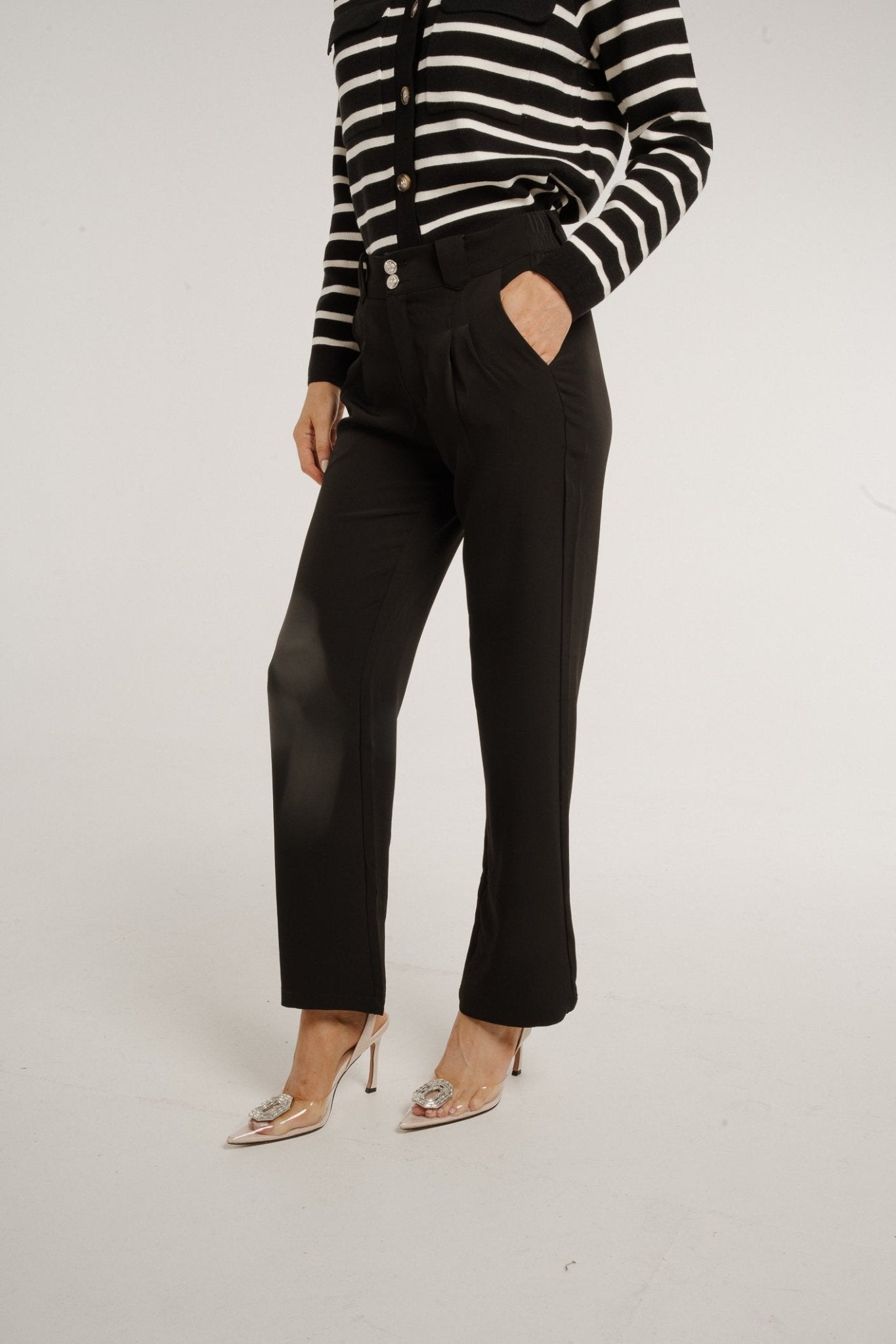 Polly Wide Leg Trousers In Black - The Walk in Wardrobe