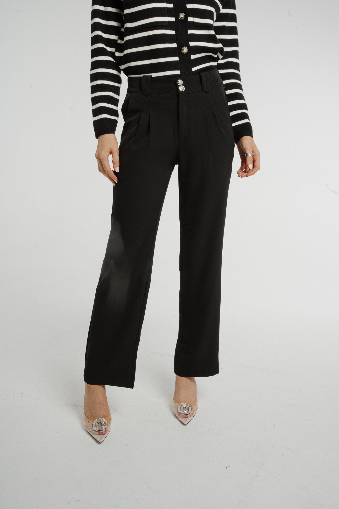 Polly Wide Leg Trousers In Black - The Walk in Wardrobe