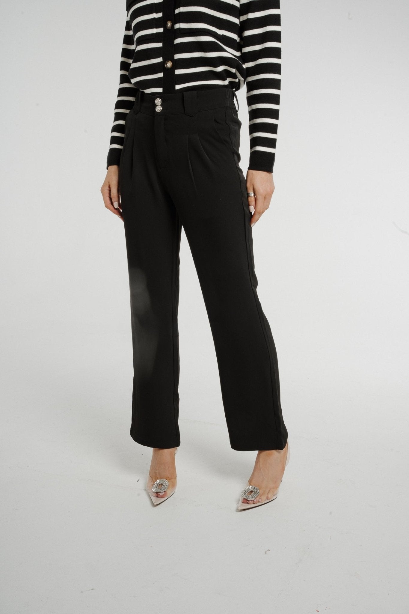 Polly Wide Leg Trousers In Black - The Walk in Wardrobe